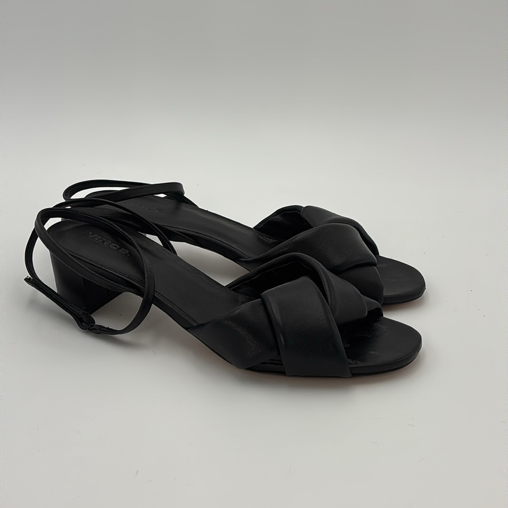 NEW Vince Rosalie Black Leather Block Heels 40 - Picture 2 of 5